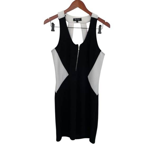 Lily Morgan black and white sleeveless 1/4 zip up dress size large - Picture 1 of 5